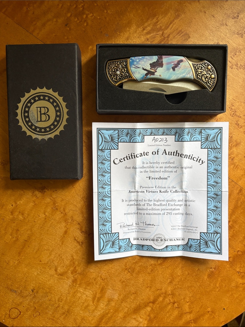 Bradford Exchange 'Freedom' Collectible Folding Knife - Patriotic Eagle Design